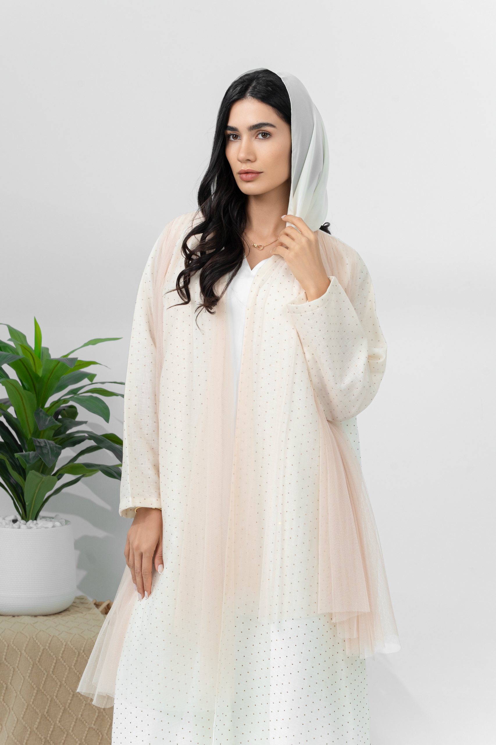 Diamond mist abaya