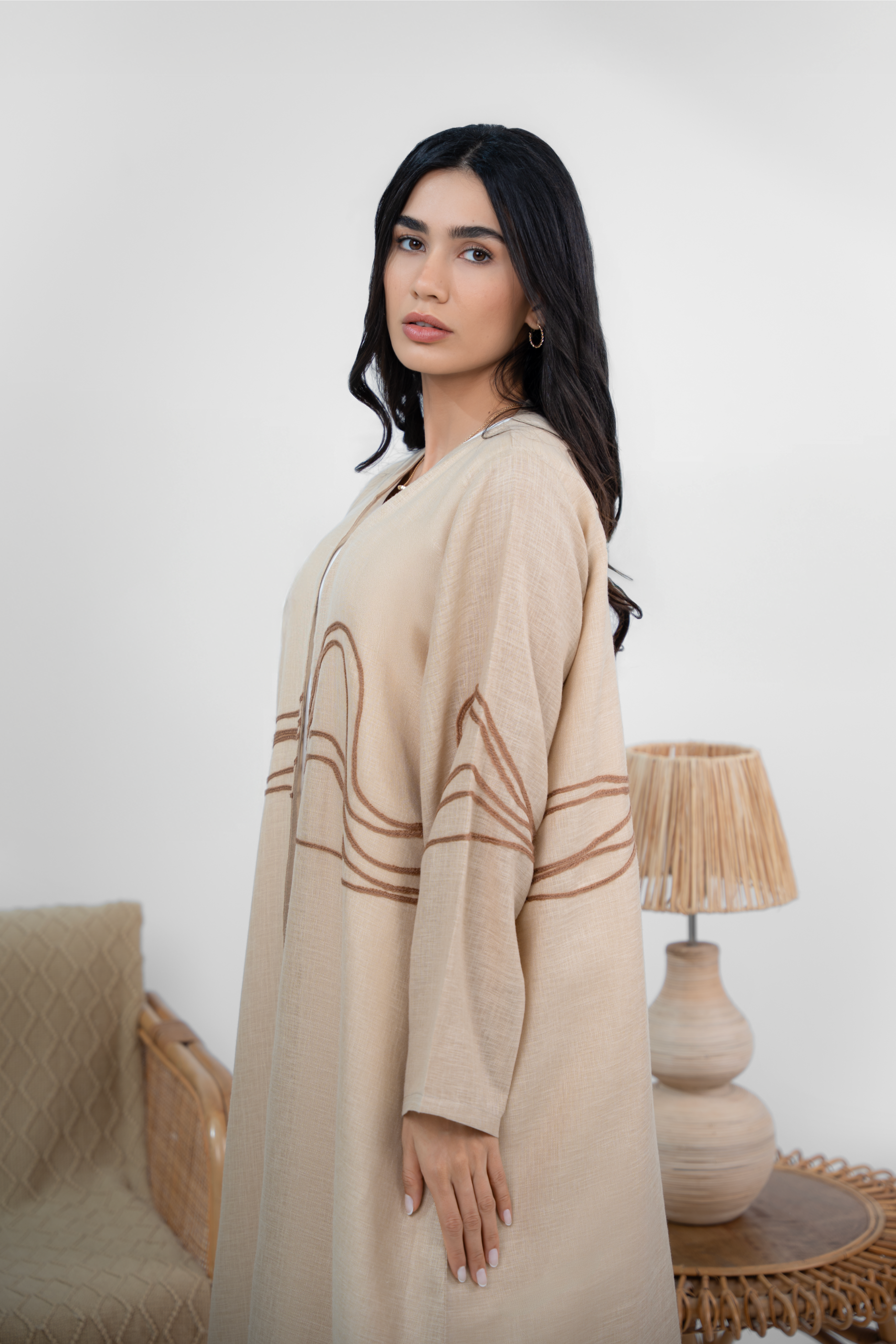 Linen wave abaya