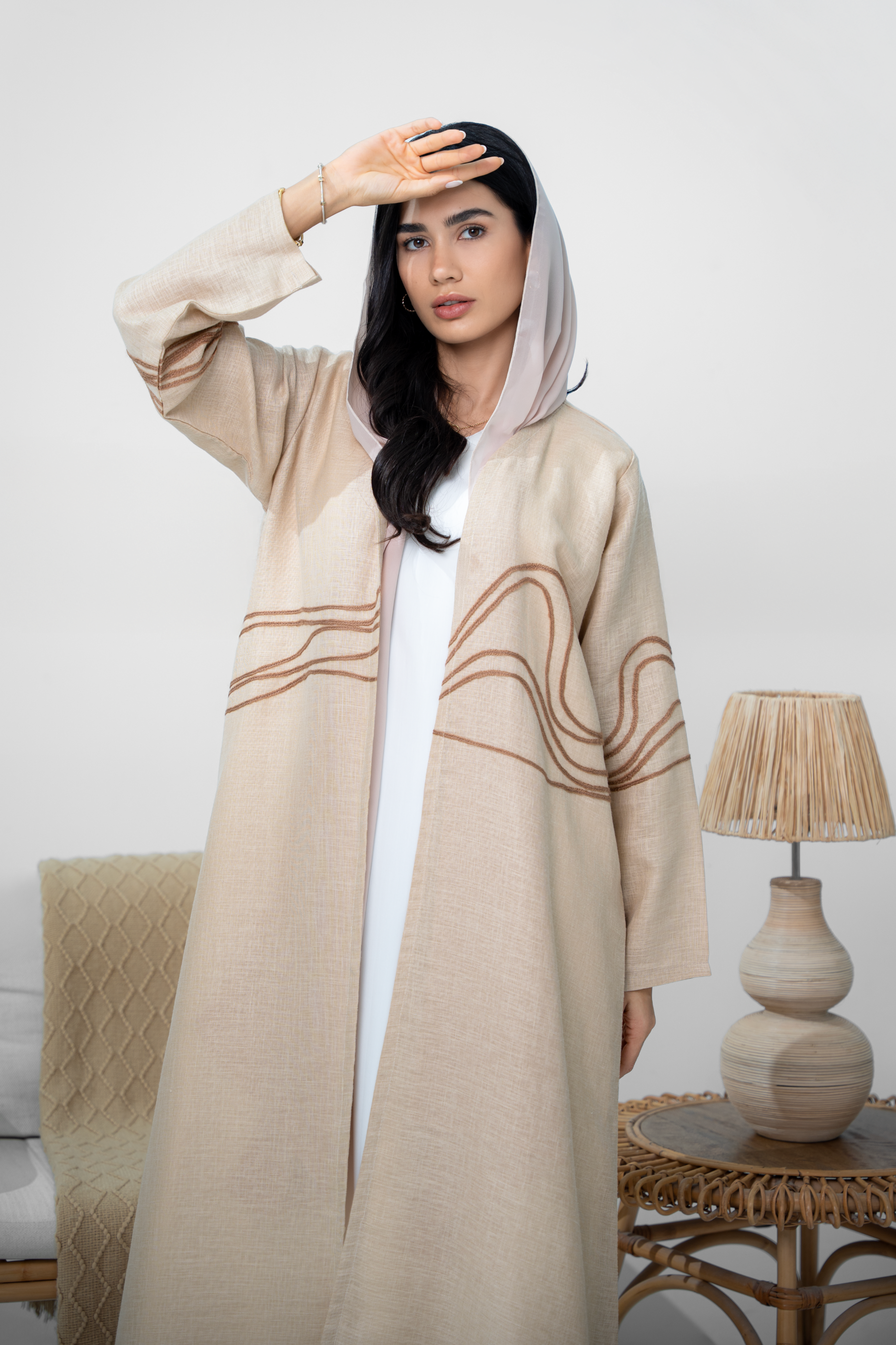 Linen wave abaya
