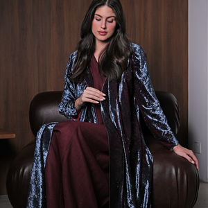 ice blue velvet abaya