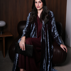 ice blue velvet abaya
