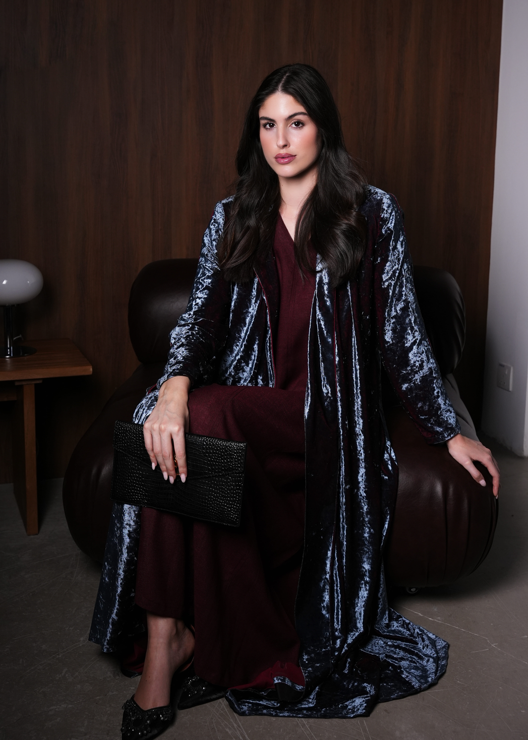 ice blue velvet abaya